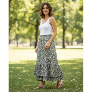 Allegra K Floral Ruffle Skirt